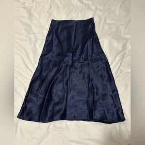 Elegant Navy Blue Satin Aritzia Skirt